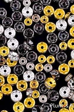 Perles intercalaires acryliques - Ø 5-8 mm - argenté-doré-noir